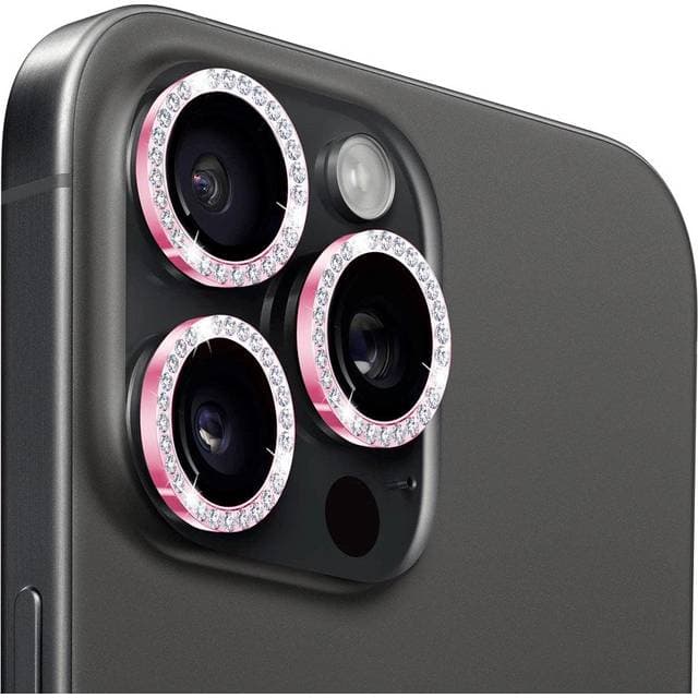 Holdit Protection Glass Phone Camera Glitter Pink iPhone 15 Pro Max