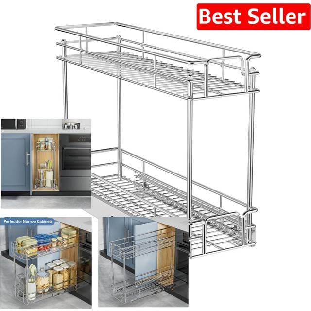 Durable Pull Out Spice Rack Narrow Cabinet 8 W x 21 D