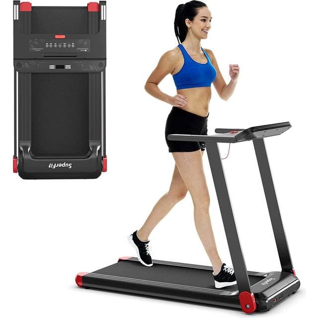 Costway Kokoontaitettava Juoksumatto APP Control 0,96-12 km/h Bluetooth 12 Ohjelmat LED-näyttö Punainen