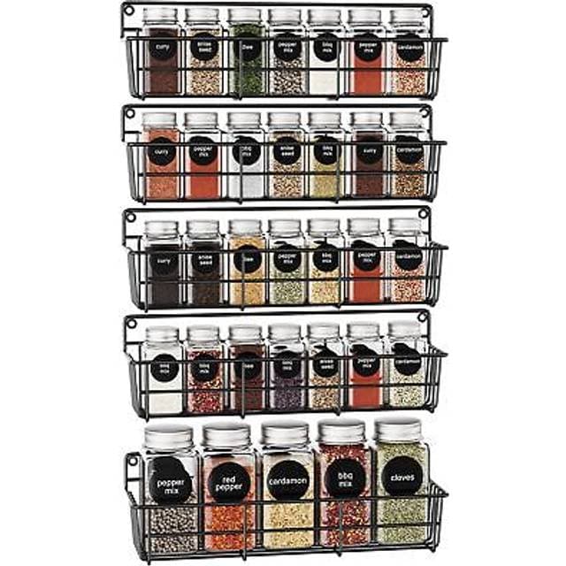 Mystozer 5 Pack Spice Rack Seasoning Organizer Wall Mount