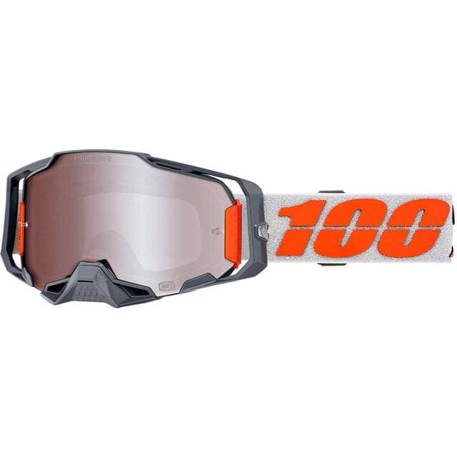 100% Armega HiPER Silver Motocross Beskyttelsesbriller - Grå/Orange