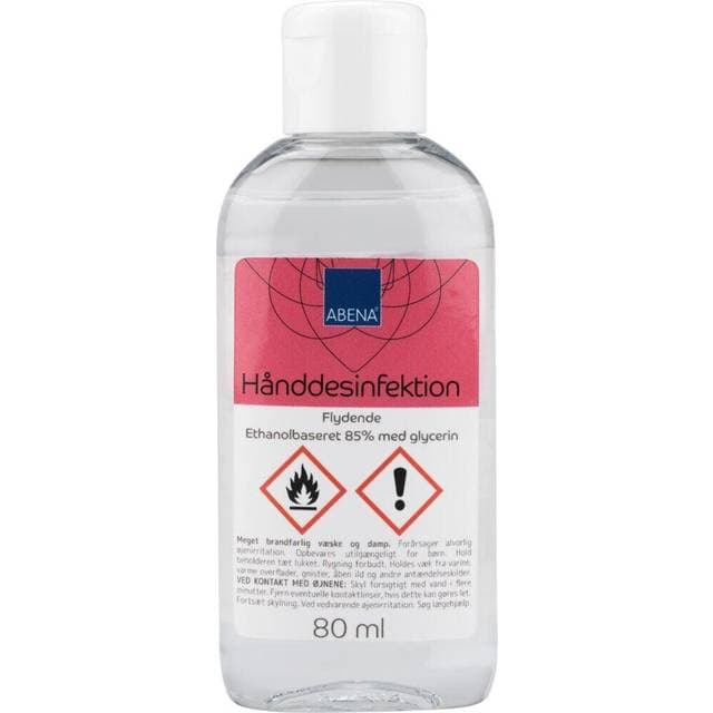Abena Hånddesinfektion 80ml 85% Ethanol Flaske Med Klaplåg 12 Stk
