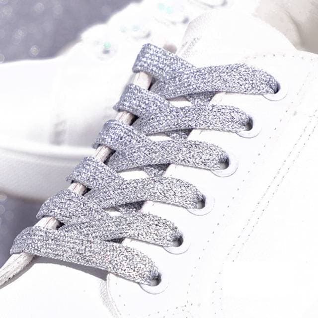 INF Glänzende Schnürsenkel 140 cm 1 Paar Silber