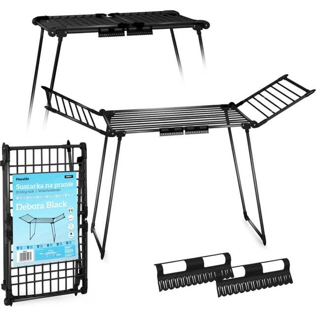 Massido Sammenklappelig Stående Vasketøjstørrer Debora - Sort