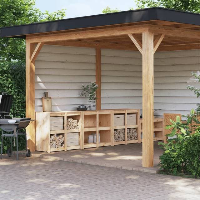 vidaXL Udendørs Køkkenskabe 3 Stk Massivt Fyrretræ