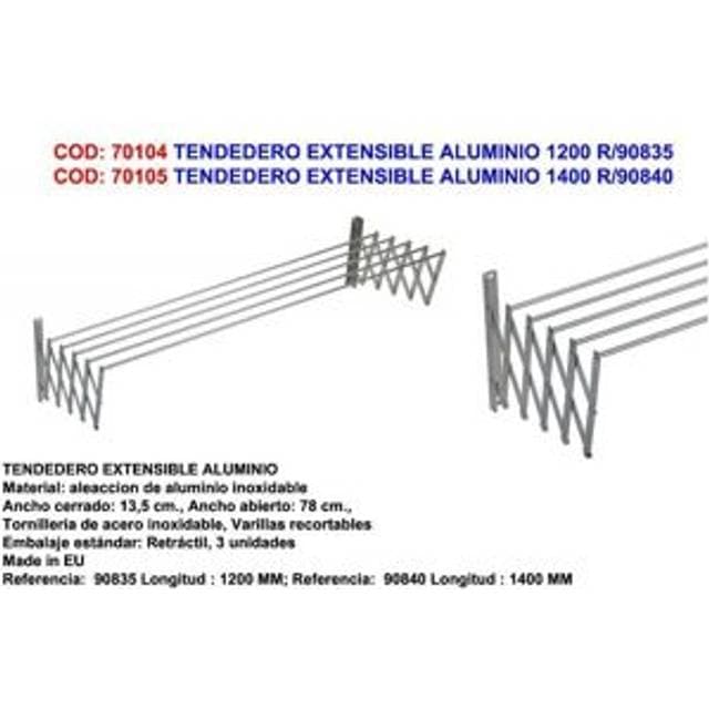 sauvic Extendable Aluminium Clothesline - Silber