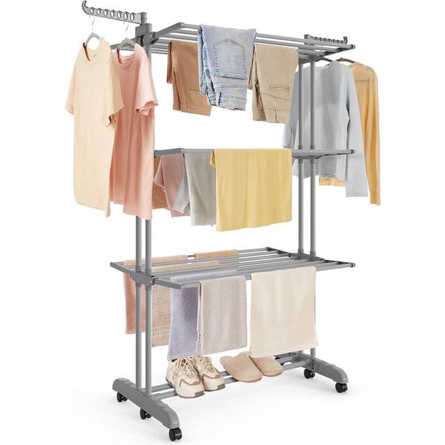 Songmics 4-Tier Large Foldable Clothes Airer - Dove Grey