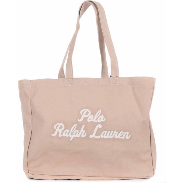 Polo Ralph Lauren Embroidered Logo Canvas Tote Bag - Beige