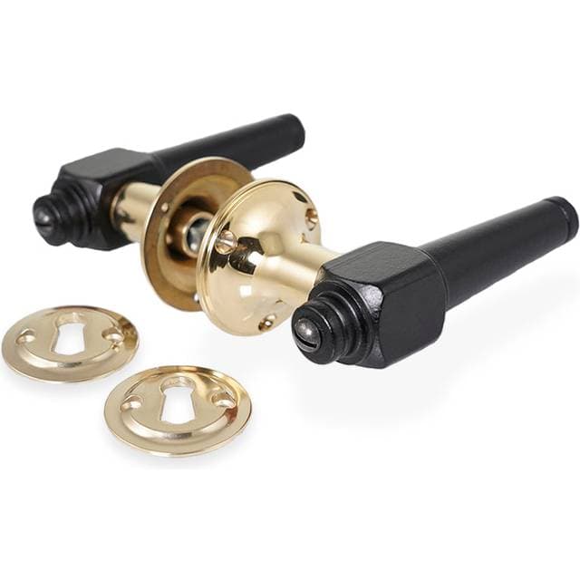 Dørgreb Svanemølle 671 m Træskruer Sort Messing Poleret Uden Lak 2stk