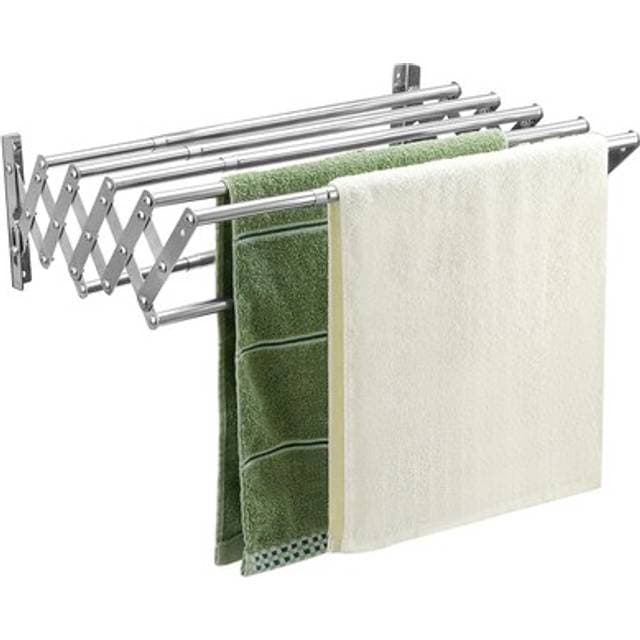Qwork Foldable Clothes Airer Extendable Drying Rack - Wall Mounted