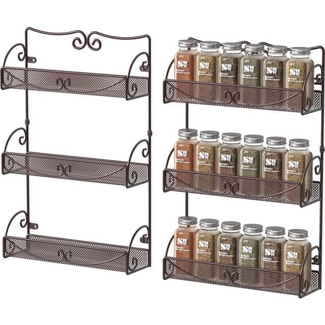 Deco Brothers Bros 3 Tier Wall Mounted Spice Rack 2 Pack