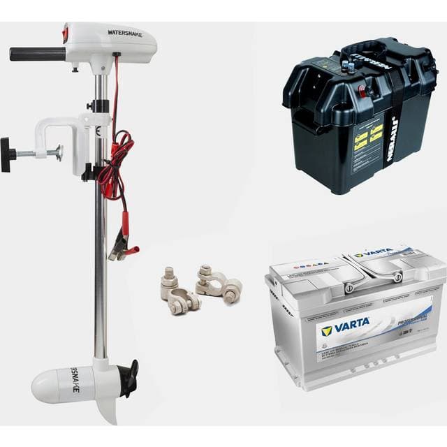 Watersnake Elmotorpakke ASP T24 24" 61 cm Justerbar Rigglængde Med AGM-Batteri 80 Ah + Batterikasse + Kabelsko