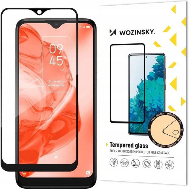 Wozinsky Superstærk Full Glue Fuldskærm Hærdet Glas Med Case Friendly TCL 205 Ramme Sort