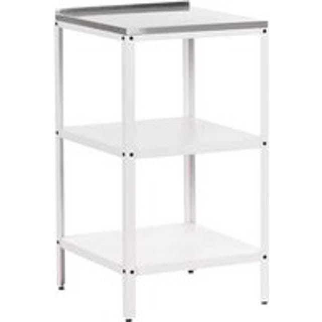 Beliani Steel Outdoor Garden Kitchen Island Shelves Stainless Steel Top White Vilama