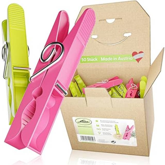 Luna Wäscheklammern Plastik 50 Stück - 100% Farbecht