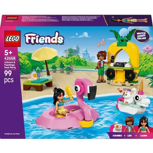 LEGO Friends Poolparty med Enhjørning og Flamingo 42658