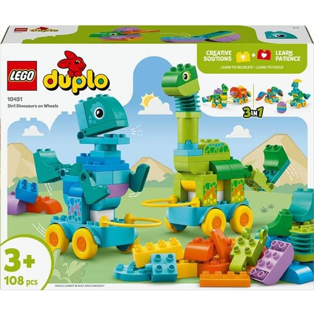 LEGO DUPLO 3-i-1-dinosaurer på hjul 10451