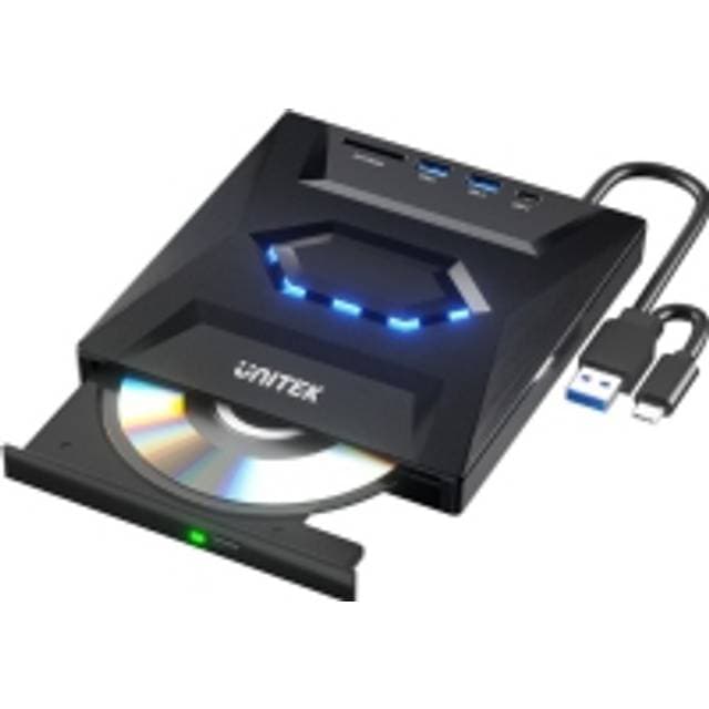 Unitek DVD-afspiller Ekstern DVD CD-optager USB 5Gbps Hub SD-kortlæser