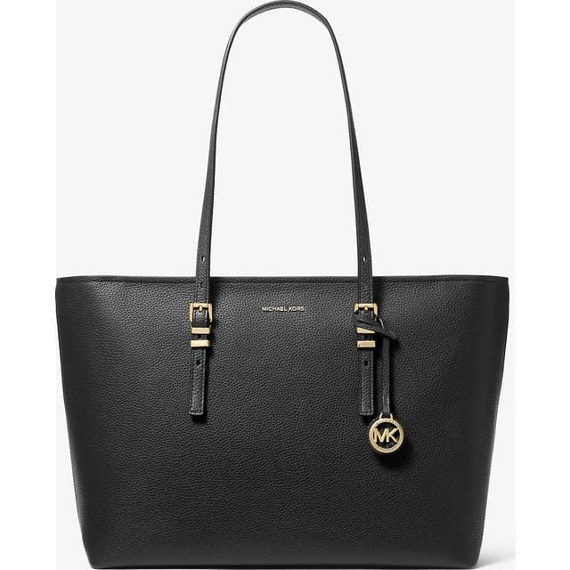 Michael Kors MK Quinn Large Pebbled Leather Tote Bag - Black