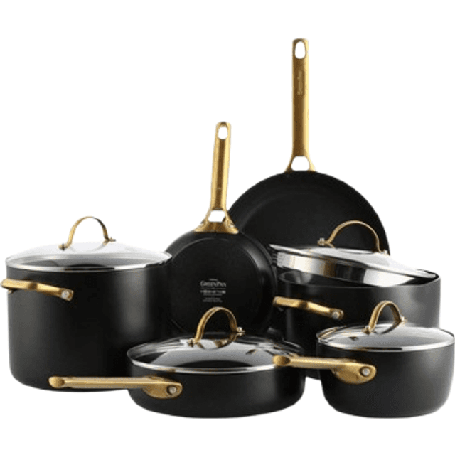 GreenPan Padova Grydesæt 10 Dele Genanvendt Aluminium Sort med låg 10 dele