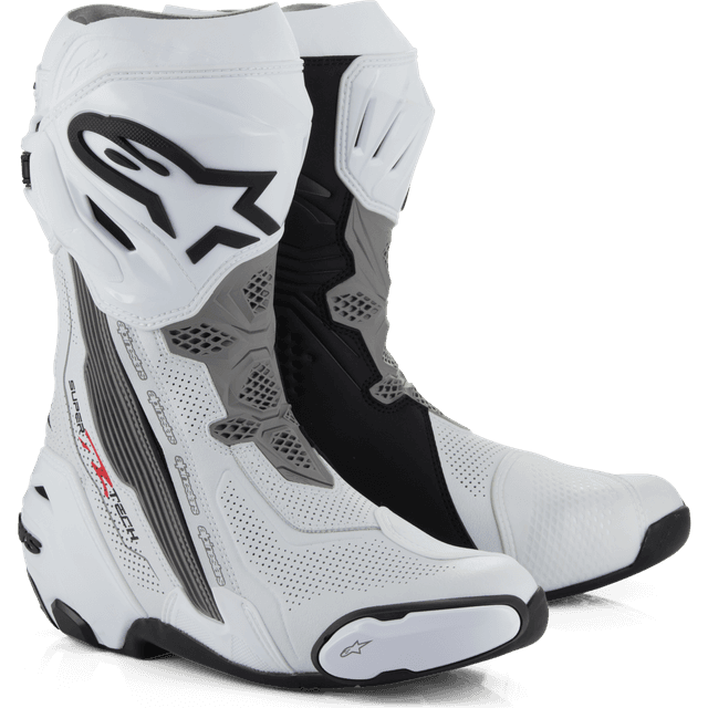 Alpinestars MC-Støvler Supertech R Vented - Hvid/Mid Grå/Sort
