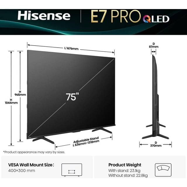 Hisense E7Q PRO 75 75 QLED Pro Smart TV