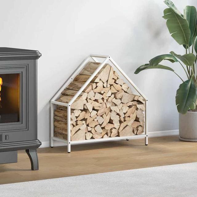 vidaXL Brændestativ 60 x 25 x 60 cm Koldvalset Stål Hvid