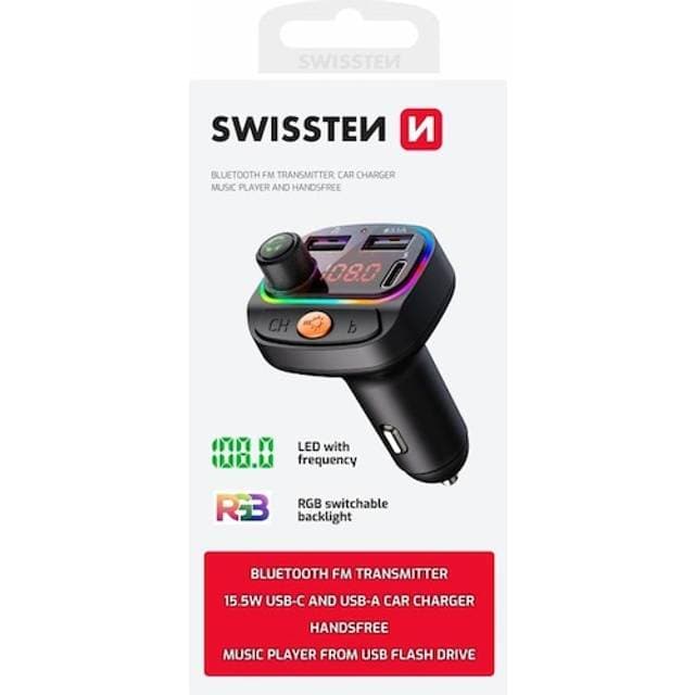 Swissten RGB Bluetooth FM Transmitteris 2x USB USB-C