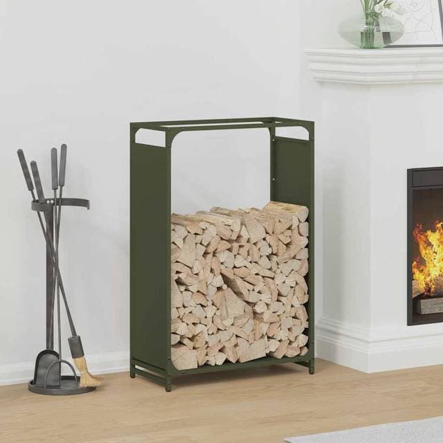 vidaXL Brændestativ 60x28x90 cm Koldvalset Stål Olivengrøn