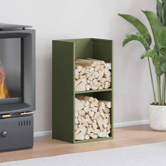 vidaXL Brændestativ 40x30x80 cm Koldvalset Stål Olivengrøn