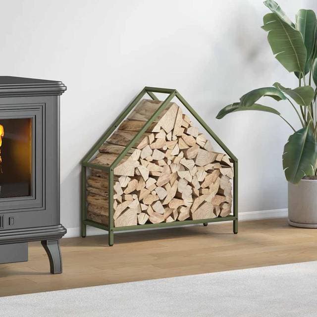 vidaXL Brændestativ 60x25x60 cm Koldvalset Stål Olivengrøn