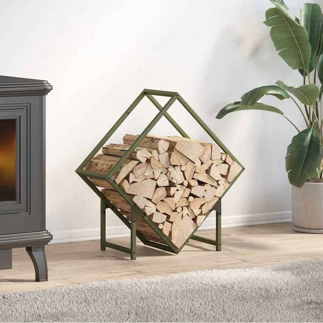 vidaXL Brændestativ 60x25x60 cm Koldvalset Stål Olivengrøn