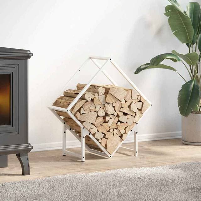 vidaXL Brændestativ 60x25x60 cm Koldvalset Stål Hvid