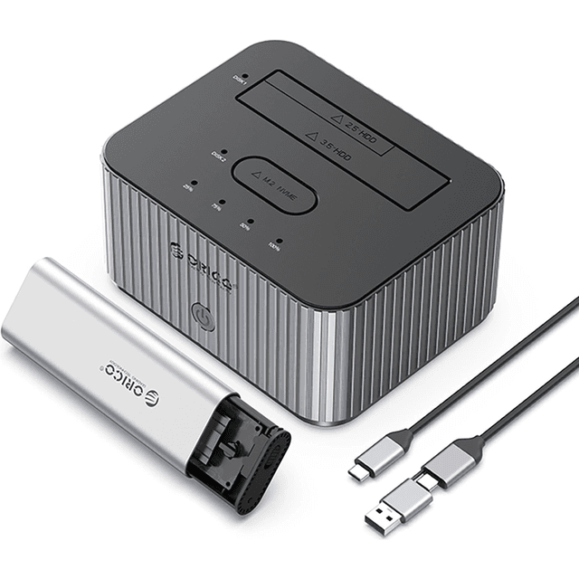 Orico 2-Disk Dockingstation M.2 NVME 2.5 HDD 2.5 SSD