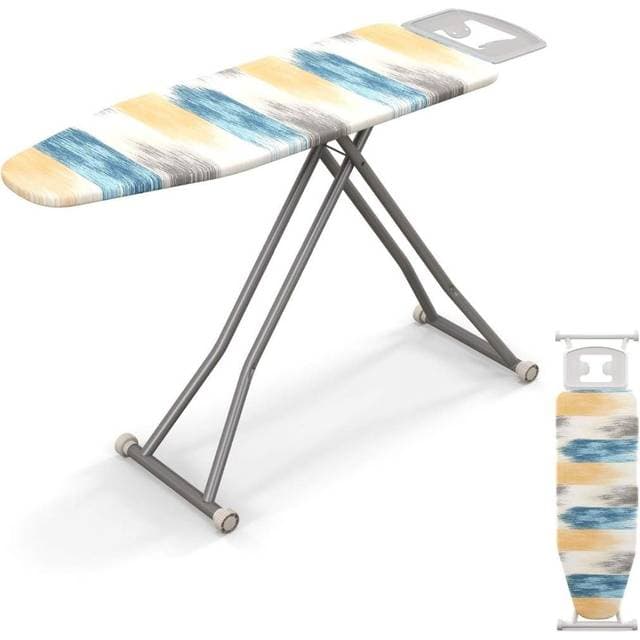 Cwy Sammenfoldeligt Strygebræt Med Jernstøtte 7 Justerbar Højde - Blå/Gul