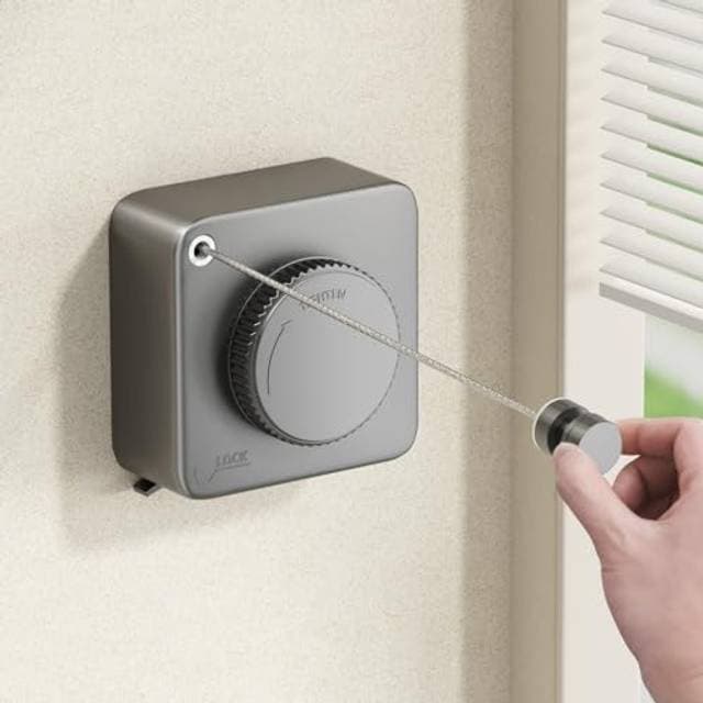 Musto Retractable Washing Line Wall Mounted Stainless Steel - Grey