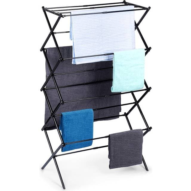 Vilde Vasketøjsstativ Sammenklappeligt 14 Stænger - Sort