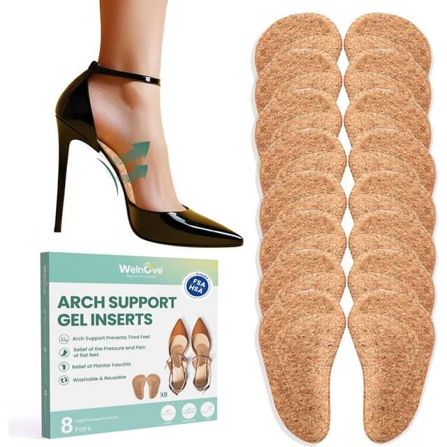 Welnove Flat Feet 8-Pair Gel Arch Support Insoles