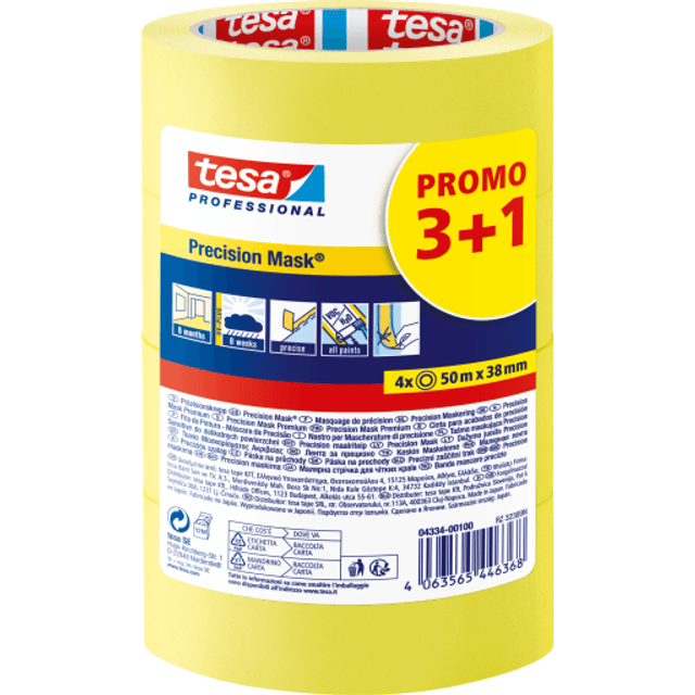 TESA Afdækningstape Precision 38 mm x 50 m Gul