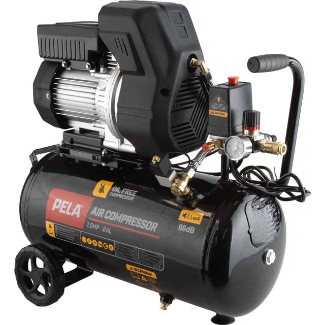 Pela Kompressor 1.5HK 24L Olie-fri Lydisoleret Digital