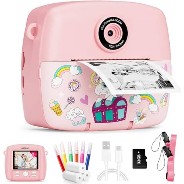 ASTGMI Sofortbildkamera Kinder Kompaktkamera 1080P