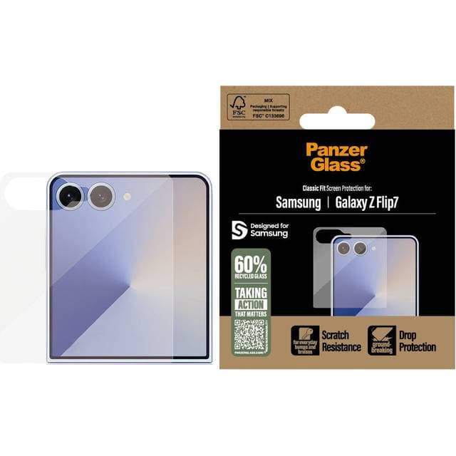 PanzerGlass Samsung Galaxy Z Flip7 Ultra-Wide Fit Skærmbeskyttelsesglas Gennemsigtig