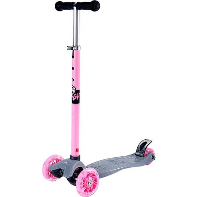 Skeight 3 Wheel LED Kick Scooter Grey Pink