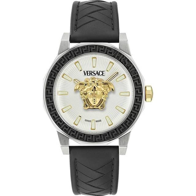 Versace Medusa Deco Gent Ve9I00124 Leather Ur Sølv Sort