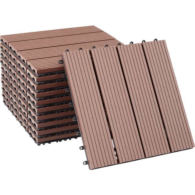 tectake Sæt Terrassebrædder Tegulas Brun 11 Stk