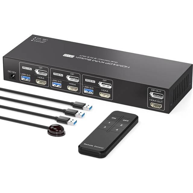 Nordic KVM Switch 3 Til 2 8K60Hz DP 1.4 HDMI 2.0
