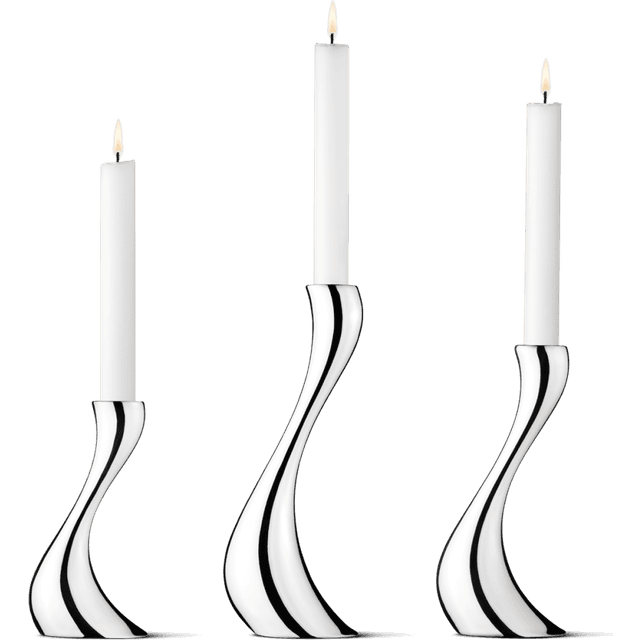 Georg Jensen Cobra Shiny Steel Lysestage 24cm 3stk