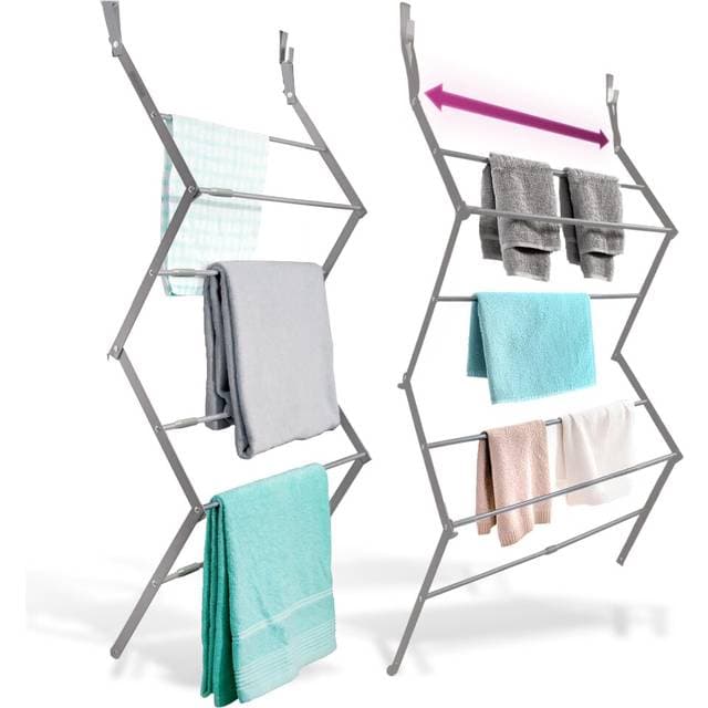 Black & Decker Over The Door Expandable Telescopic Drying Rack Gray