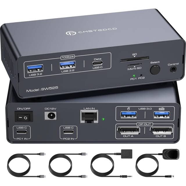 Nordic USB-C Dockingstation KVM Switch 2 PC