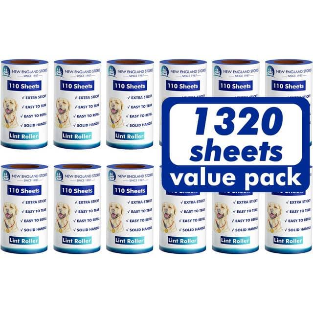 New England Stories Lint Rollers for Pet Hair Extra Sticky 1320 Sheets - Mega Value Set